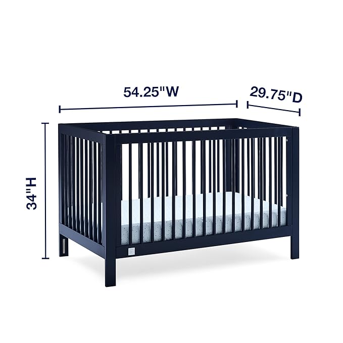 babyGap by Delta Children Charlie 6-in-1 Convertible Crib TrueSleep Crib and Toddler Mattress (Bundle), Navy - LeafyLoom