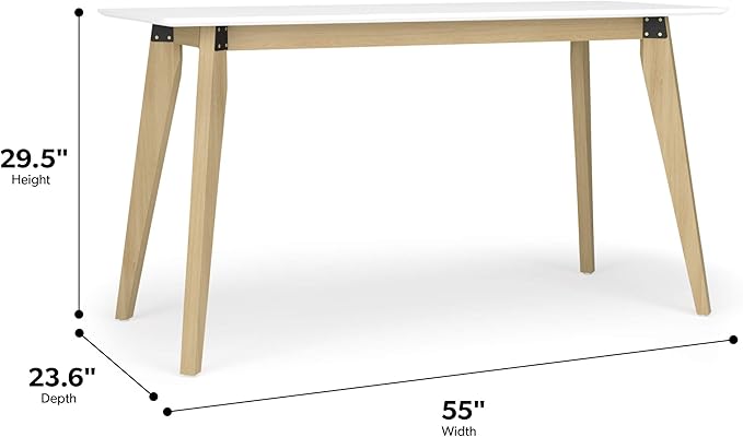 HON Basyx BSX55WPLTWH Modern Home Office Wood Computer Desk, 55", White - LeafyLoom