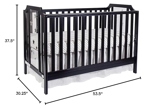 Suite Bebe Celeste 3 in 1 Convertible Island Crib Wood and Acrylic, Black - LeafyLoom