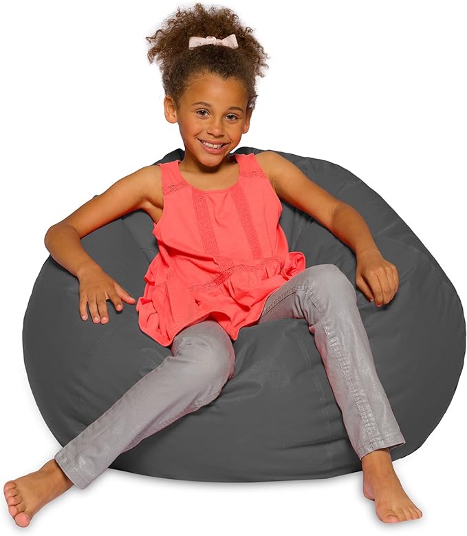 Posh Creations Bean Bag Chair for Kids, Teens, and Adults Includes Removable and Machine Washable Cover, Heather Gray, 38in - Large - LeafyLoom