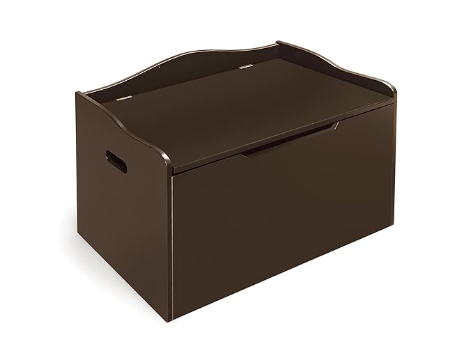 Badger Basket Kid's Wooden Toy Box and Storage Bench Seat with Safety Hinge - Espresso - LeafyLoom