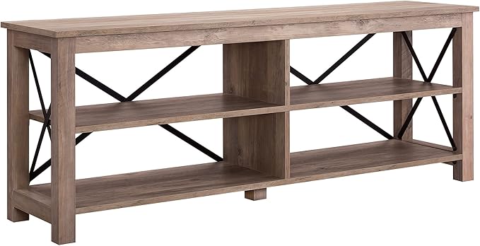 Henn&Hart Rectangular TV Stand for TV's up to 70" in Gray Oak, Electric Fireplace TV Stands for the Living Room - LeafyLoom