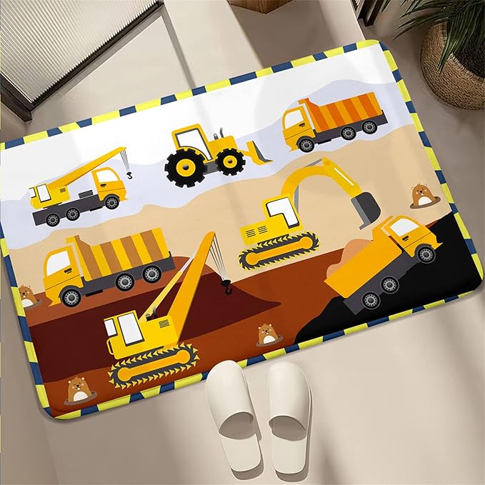 Construction Rugs for Boys Room Car Rug for Boys Room Car Rug Play Mat Kids Rugs for Playroom Car Play Mat Car Rugs for Kids Construction Decor for Boys Room 2'×3' - LeafyLoom