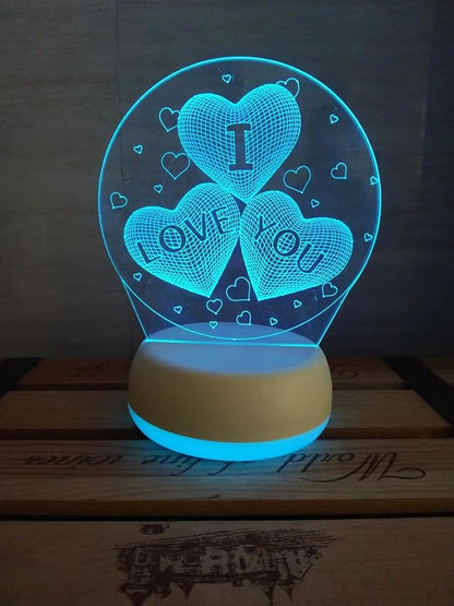 I Love You 3D Night Light, USB Charging LED Table Lamp Wife's Gifts 7 Color Changing Optical Illusion Valentine's Day Present for Girlfriends Boyfriends Wife Husband - LeafyLoom