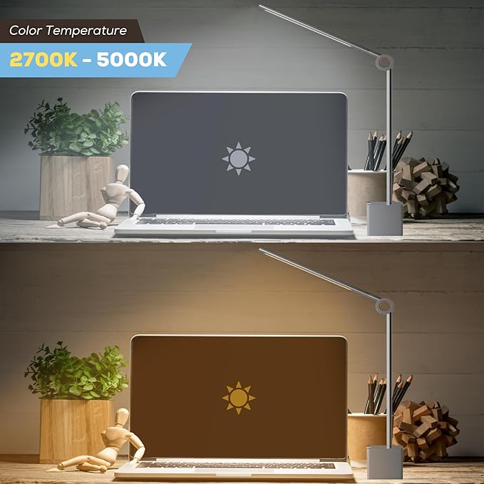 LINKSTYLE Ligoe Smart Desk Lamp for Home Office, Minimalist Premium Design LED Desk Lights for Reading, Table Lamp for Bedroom Bedside Night Stand, APP Controls, Adjustable Settings, Eye Protection - LeafyLoom