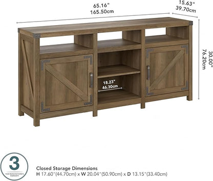 Bush Furniture Knoxville Farmhouse Stand for 75 Inch TV, Living Room Media Console with Storage, 65W, Reclaimed Pine - LeafyLoom