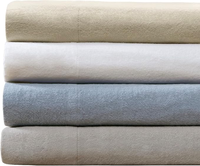 Comfort Spaces Cotton Flannel Breathable Warm Deep Pocket Sheets with Pillow Case Bedding, Full, Blue Solid 4 Piece - LeafyLoom