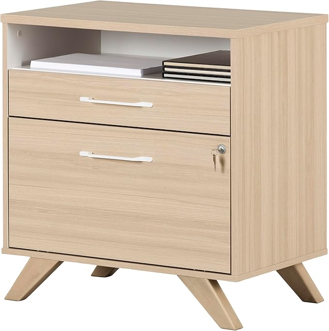 South Shore Helsy 2-Drawer File Cabinet, Lateral, Soft Elm and White - LeafyLoom