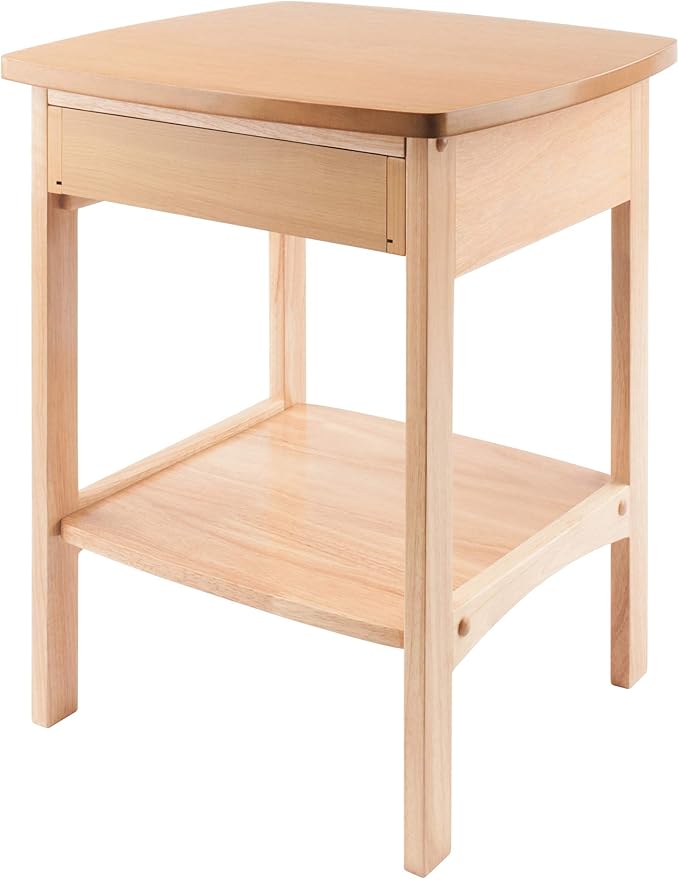 Winsome Basics Solid Wood End Table Nightstand - LeafyLoom