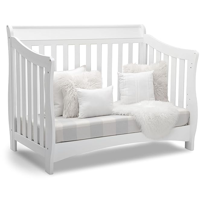 Delta Children Bentley S Series 4-in-1 Convertible Baby Crib, White - LeafyLoom