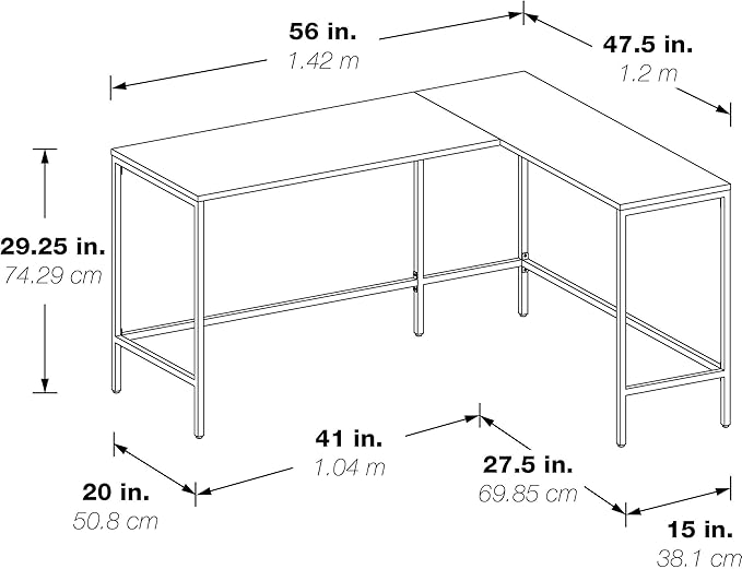 OSP Home Furnishings Contempo L-Shaped Desk, White - LeafyLoom