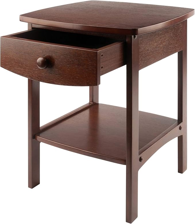 Winsome Basics Solid Wood End Table Nightstand - LeafyLoom