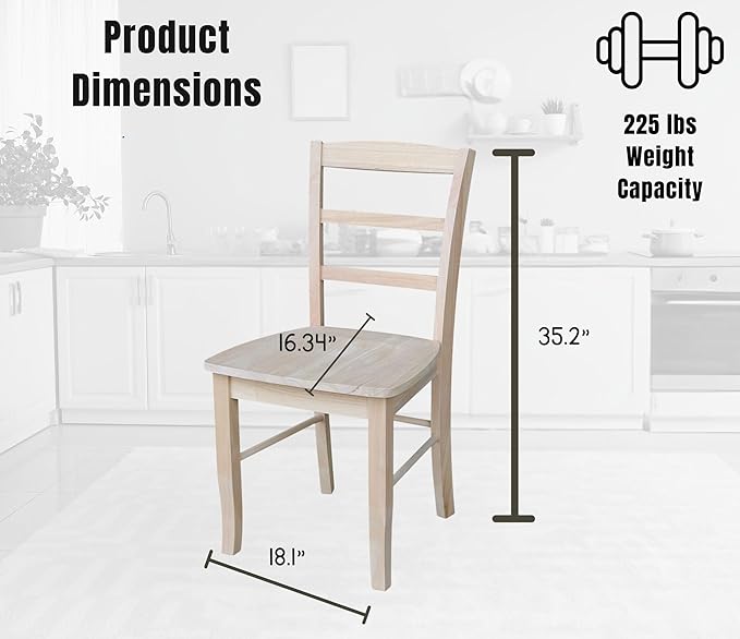 International Concepts Set of Two Madrid Chairs, Wood, Unfinished - LeafyLoom