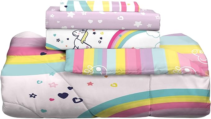 Franco Kids Bedding Super Soft Comforter and Sheet Set, 4 Piece Twin Size, Peppa Pig - LeafyLoom