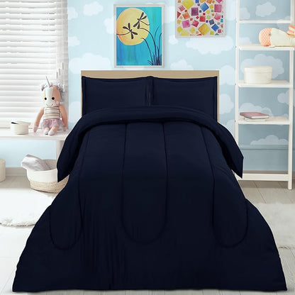 Utopia Bedding All Season Navy Comforter Set with 2 Pillow Cases, 3 Piece Soft Brushed Microfiber Kids Bedding Set for Boys/Girls, Machine Washable (Twin, Pack of 6) - LeafyLoom