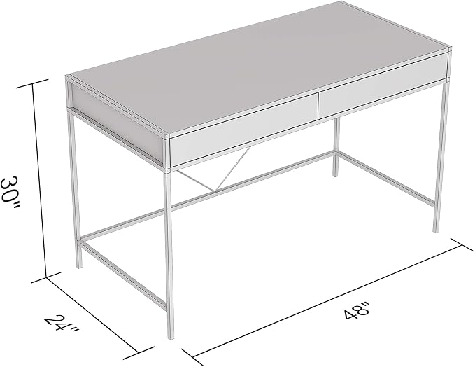 Safdie & Co. Computer Desk 49inch for Home Office and Small Spaces with 2 Drawers Brown Reclaimed Wood with Black Metal. Ideal for Writing, Gaming, Study, Work from Home. - LeafyLoom