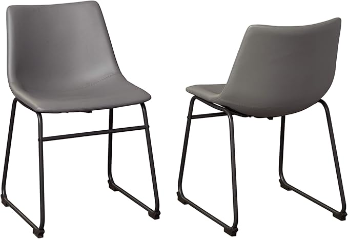 Signature Design by Ashley Centiar Urban Industrial 19" Faux Leather Bucket Dining Chair, 2 Count, Gray - LeafyLoom