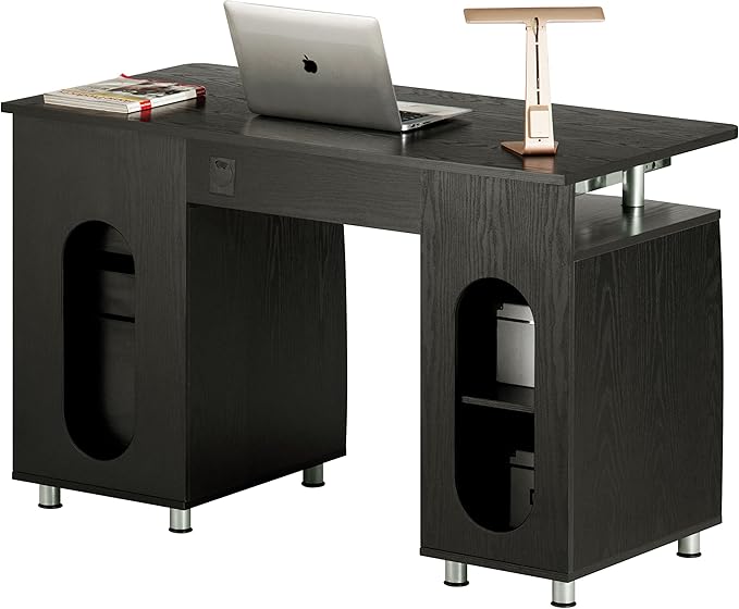 Techni Mobili 47.25" Ergonomic Computer Drawers & File Cabinet for Home Office Storage, Espresso Writing Desk, ONE SIZE - LeafyLoom