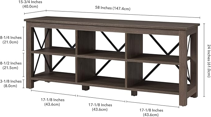 Henn&Hart Rectangular TV Stand for TV's up to 65" in Alder Brown, TV Stands for the Living Room - LeafyLoom