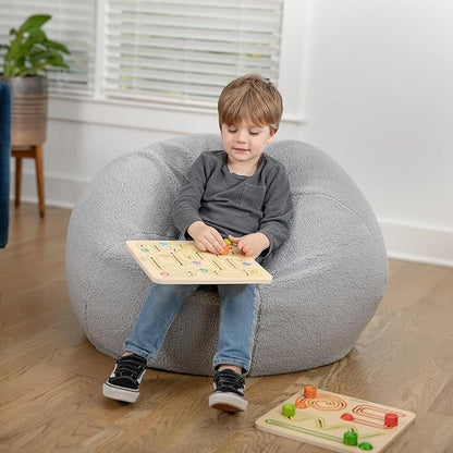 Flash Furniture Dillon Sherpa Bean Bag Chair, Classic Refillable Bean Bag Chair for Kids and Teens, Small, Gray - LeafyLoom