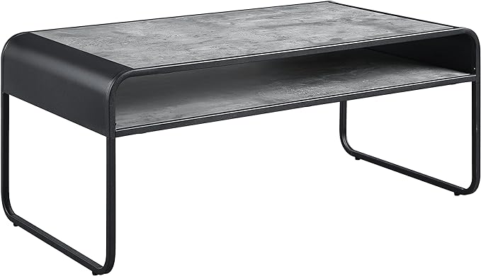 NicBex Coffee Table Wooden Coffee Table with Storage Rectangle Center Tables with Open Shelf and Metal Frame Dining Table for Living Room, Dining Room, Office, and Bedroom,42" W, Gray - LeafyLoom