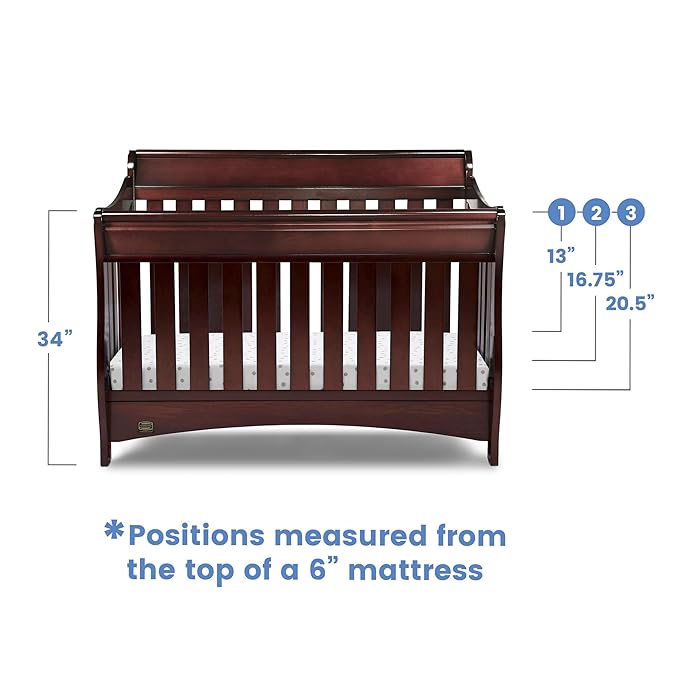 Delta Children Bentley S Series 4-in-1 Crib, Black Cherry Espresso + Serta Perfect Slumber Dual Sided Recycled Fiber Core Crib and Toddler Mattress (Bundle) - LeafyLoom