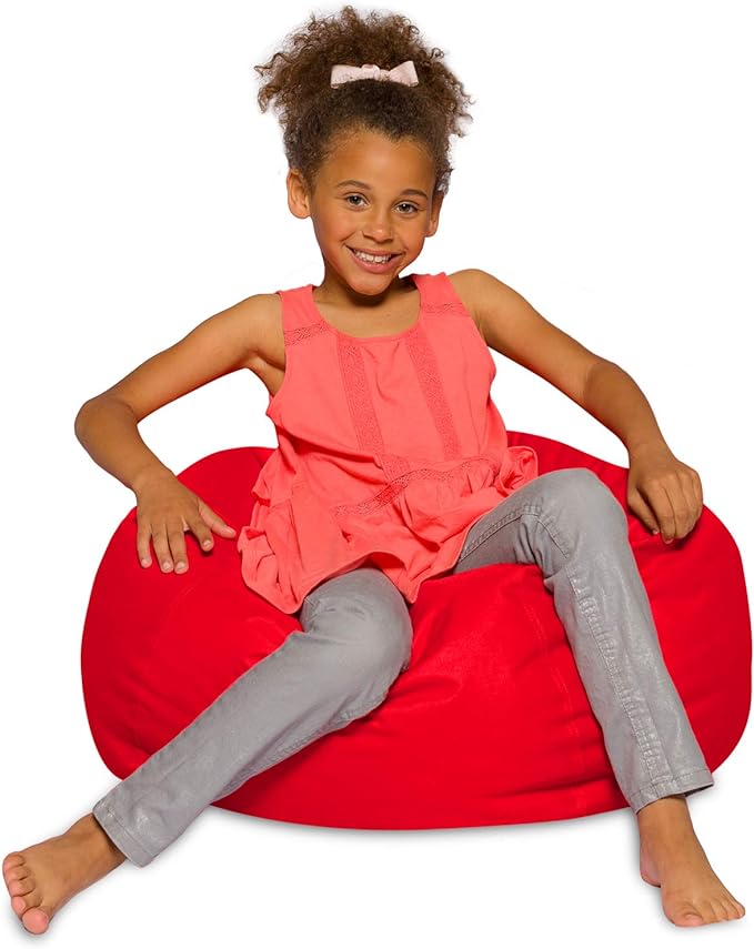 Posh Creations Bean Bag Chair for Kids, Teens, and Adults Includes Removable and Machine Washable Cover, Solid Red, 27in - Medium - LeafyLoom