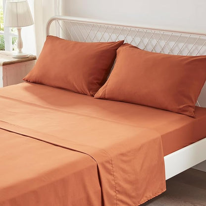 Anluoer Twin Comforter Set, Burnt Orange Tufted Bed in a Bag 5 Pieces with comforters and sheets, All Season Bedding Sets with 1 Comforter, 1 PillowShams, 1 Pillowcases, 1 Flat Sheet, 1 Fitted Sheet - LeafyLoom