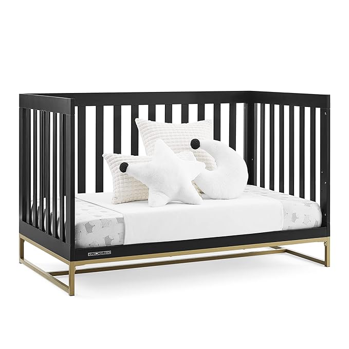 Delta Children Jade 4-in-1 Convertible Crib - Greenguard Gold Certified, Ebony/Bronze - LeafyLoom