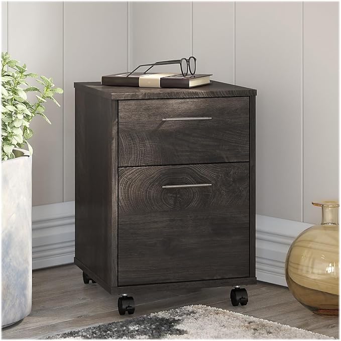 Bush Furniture Key West 2-Drawer Mobile File Cabinet, Letter/Legal, Dark Gray Hickory, 16-Inch (KWF116GH-03) - LeafyLoom