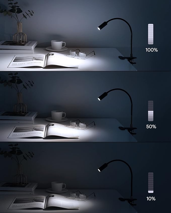 JHD Led Desk Lamp with Clamp - 10 Brightness Levels, 12" Flexible Gooseneck,Eye Protection USB Lamp - Suitable for Home Office, Reading, Bed Light,Quality Black Metal Clamp Light,Headboard Lamp - LeafyLoom