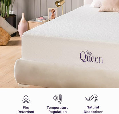 NapQueen Queen Mattress, 12 Inch Elizabeth Cooling Gel Memory Foam Mattress, Queen Bed Mattress in a Box, CertiPUR-US Certified, Medium Firm, Breathable Soft Fabric Cover - LeafyLoom