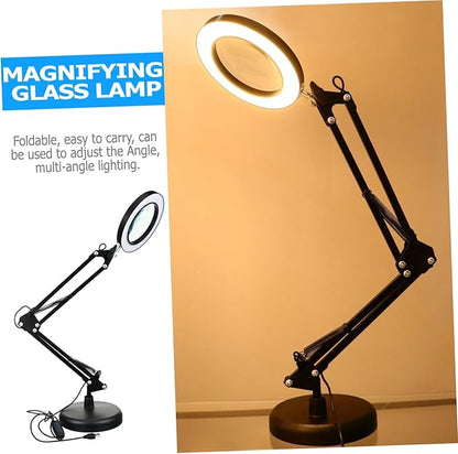 Holibanna 1 Set LED Magnifying Glass Light Portable Desk Facial Magnifying lamp Task Lights Desk LED Light Portable Office Desk Lamp with Magnifier Desktop Light Stand abs Work - LeafyLoom