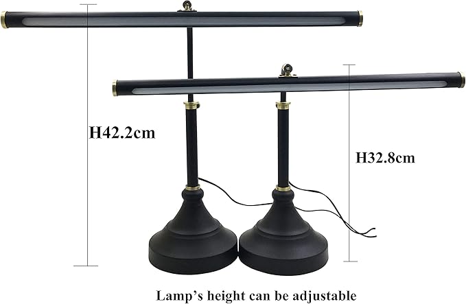 LED Piano Desk Lamp with Touch Dimmer,Piano Lamp,Desk Lamp,Reading Lamp for Home Office,Adjustable Height,Multi-functional,LED 5W,3000K,Metal,Black+Bronze, - LeafyLoom