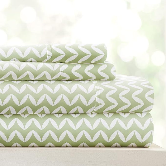 Linen Market 3 Piece Twin Bedding Sheet Set (Sage Chevron) - Sleep Better Than Ever with These Ultra-Soft & Cooling Bed Sheets for Your Twin Size Bed - Deep Pocket Fits 16" Mattress - LeafyLoom