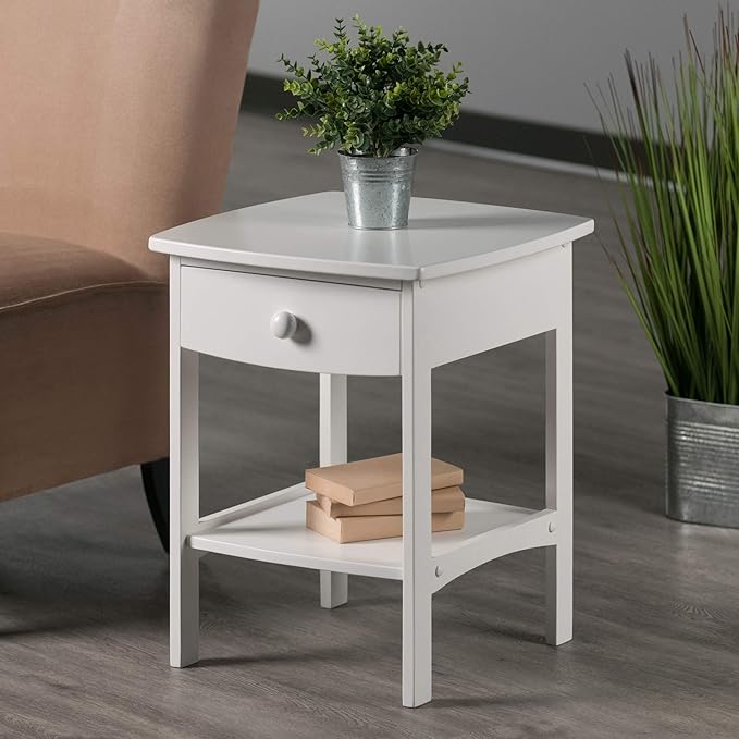 Winsome Basics Solid Wood End Table Nightstand - LeafyLoom