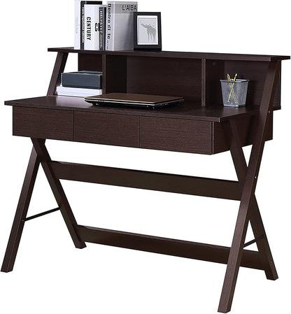 NicBex Laik-DW-00040-DX Desks, 43.25" W x 21.75" D x 38" H, Brown - LeafyLoom