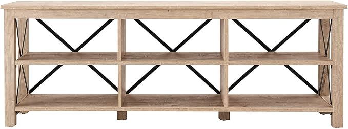 Henn&Hart Rectangular TV Stand for TV's up to 80" in White Oak, Electric Fireplace TV Stands for the Living Room - LeafyLoom