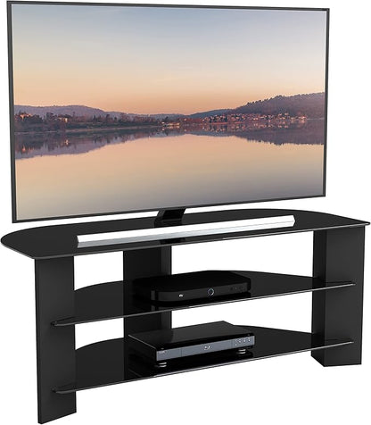 AVF Transitional Wood and Glass Vico TV Stand for TVs up to 55" in Black - LeafyLoom