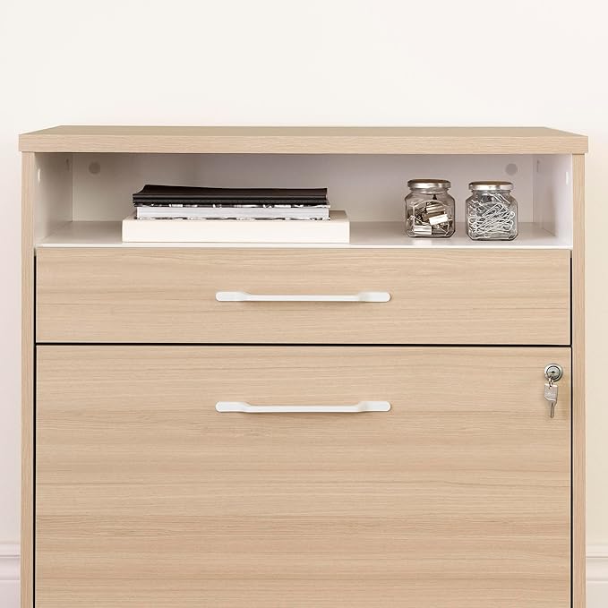 South Shore Helsy 2-Drawer File Cabinet, Lateral, Soft Elm and White - LeafyLoom