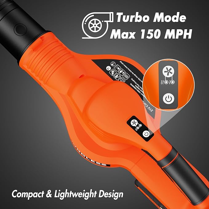 Leaf Blower Cordless - 21V Electric Cordless Leaf Blower with 2 Batteries and Charger, 2 Speed Mode, 2.0Ah Lightweight Battery Powered Leaf Blowers for Lawn Care, Patio, Blowing Leaves - LeafyLoom