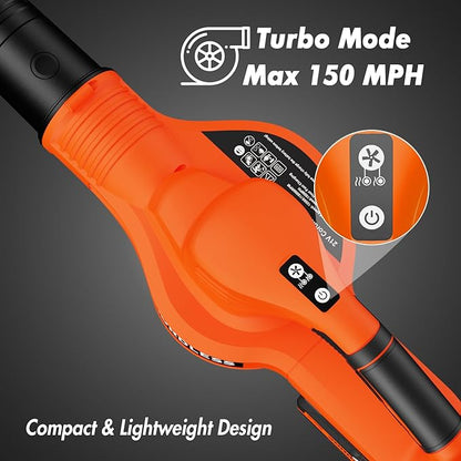 Leaf Blower Cordless - 21V Electric Cordless Leaf Blower with 2 Batteries and Charger, 2 Speed Mode, 2.0Ah Lightweight Battery Powered Leaf Blowers for Lawn Care, Patio, Blowing Leaves - LeafyLoom