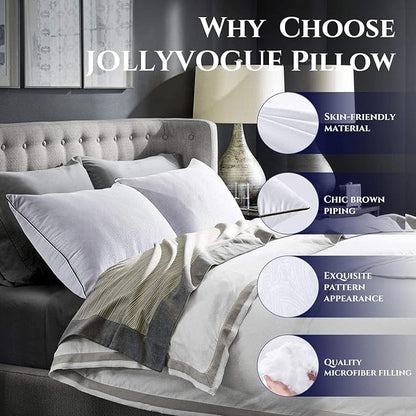 JOLLYVOGUE King Size Pillows for Sleeping Set of 2, Soft and Supportive Bed Pillows for Side Back Stomach Sleeper, Down Alternative Hotel Collection Pillows 2 Pack - LeafyLoom