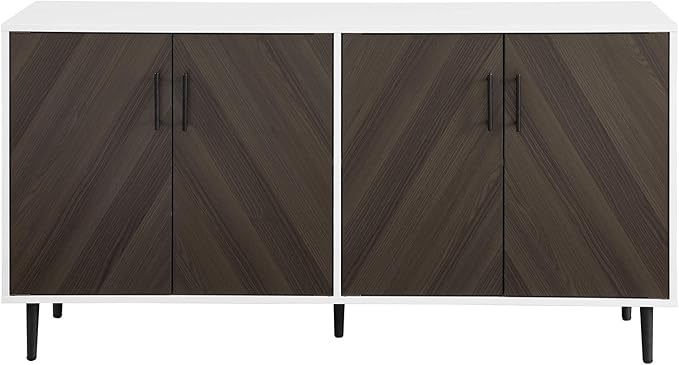 Walker Edison Fehr Modern 4 Door Bookmatch Buffet, 58 Inch, Ash Brown - LeafyLoom