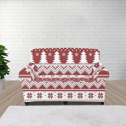 FKELYI Boho Christmas Easy Going Stretch Sofa Slipcover Washable Sofa Couch Cover Comfortable Furniture Protector with Elastic Bottom M FKELYI