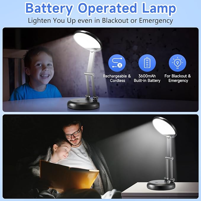 Battery Operated Lamp,3600mAh Battery Powered Lamp,10 Brightness Rechargeable Lamp Battery Lamp,Cordless Lamp Rechargeable Table Lamp,Rechargeable Light Portable Lamp,Small Desk Lamps for Home Office - LeafyLoom