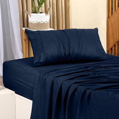 Utopia Bedding Twin XL Sheets - 3 Piece Bedding - Brushed Microfiber - Shrinkage and Fade Resistant - Easy Care (Twin XL Twin Extra Long Navy) - LeafyLoom