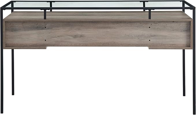 Walker Edison Writing Desk, 56, Glass Top 2 Drawer Computer, 56 Inch, Grey Wash - LeafyLoom