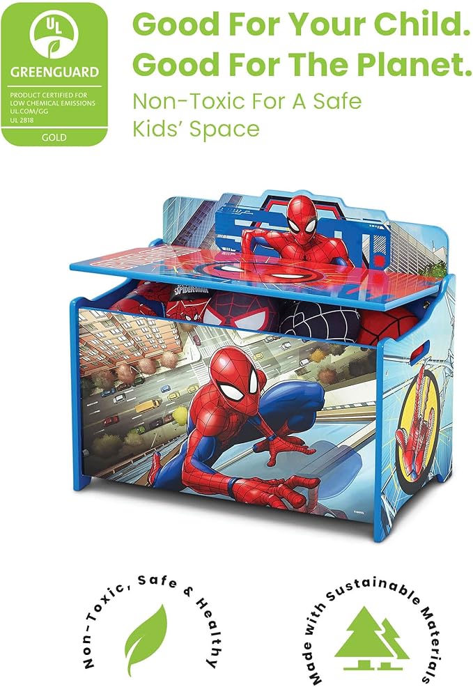 Delta Children Deluxe Toy Box, Spider-Man - LeafyLoom