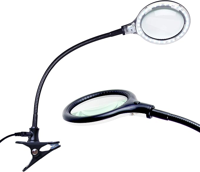 Brightech LightView Flex Magnifying Desk Lamp, 1.75X Light Magnifier, Adjustable Magnifying Glass with Light for Crafts, Reading, Close Work - LeafyLoom